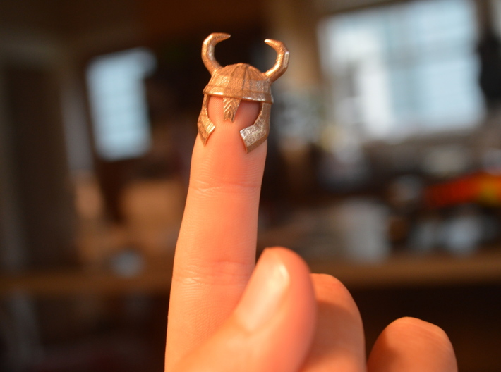 Finger-Viking Helmet Tiny 3d printed Helmet on finger