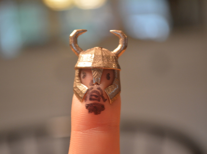 Finger-Viking Helmet Tiny 3d printed Face on finger--heehee!