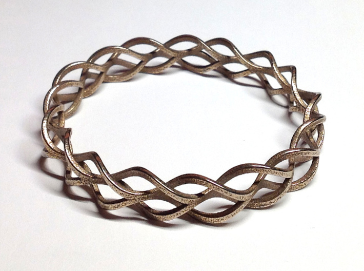 Helix Weave Bracelet (60mm) 3d printed in stainless steel