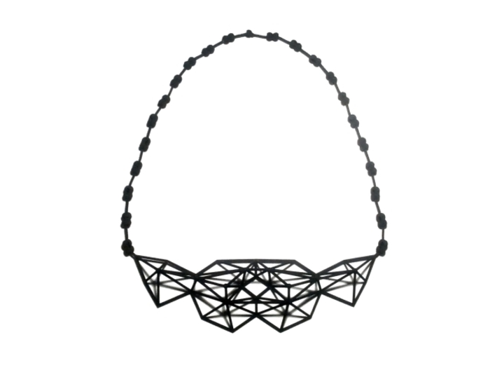 FutureCage Necklace 3d printed Black Strong &amp; Flexible