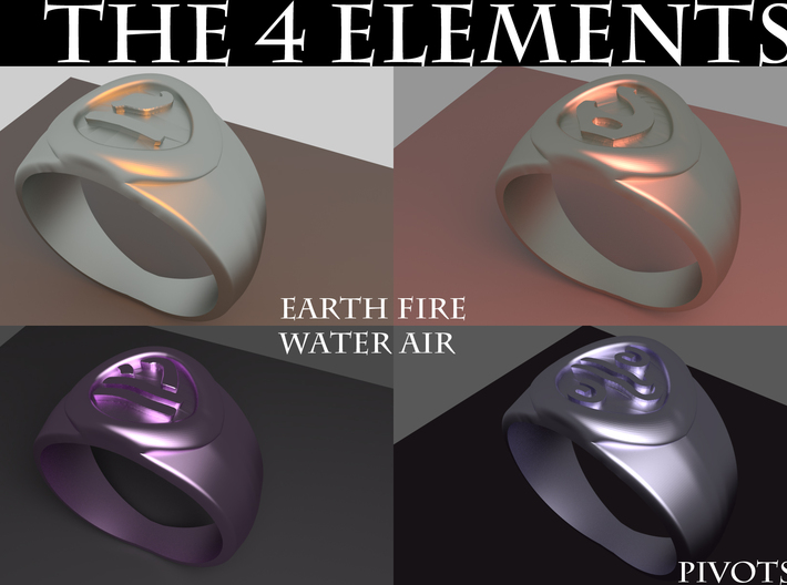 4 Elements - Water Ring (Size 8 / 18.2mm) 3d printed Rendered Blender Image