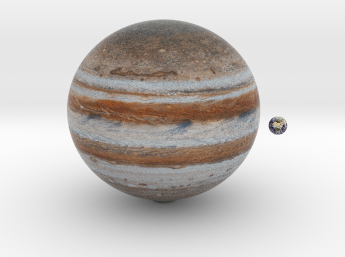 Jupiter (120mm) &amp; Earth to scale 3d printed