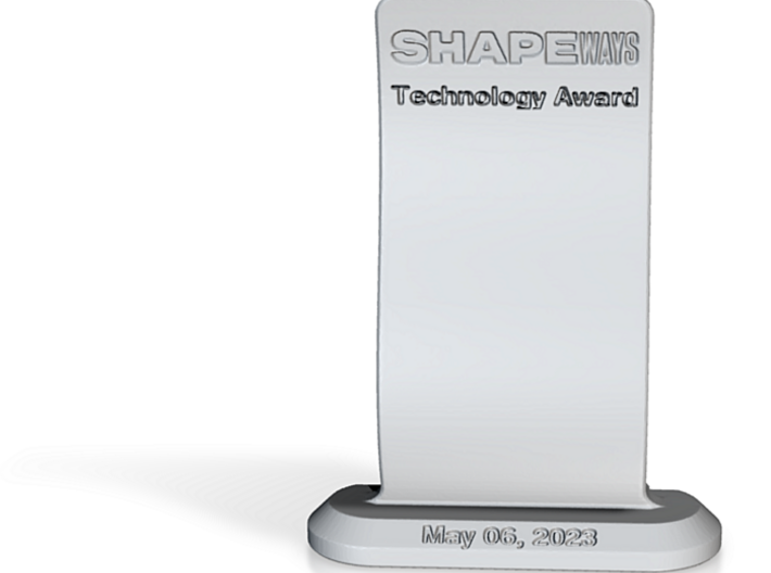 Shapeways Trophy with Logo and date 3d printed