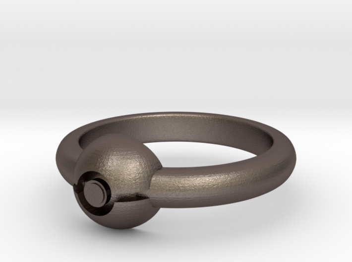 Pokeball Ring - Thin Band (Size 5) 3d printed