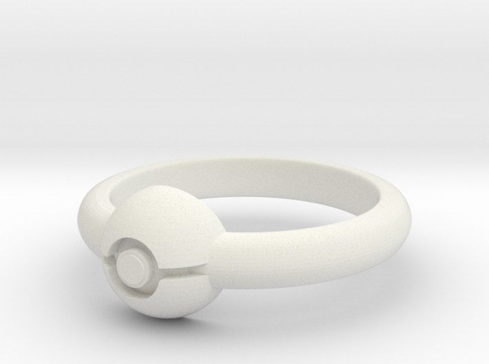 Pokeball Ring - Thin Band (Size 11 1/2) 3d printed